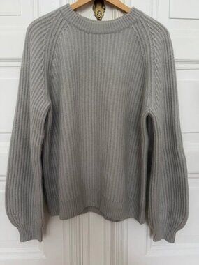 COS 100% Cashmere Grey Ribbed Knit Sweater Size M
